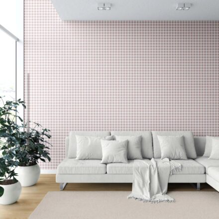 'Lumo' Gingham Checkered Wallpaper (Pink) - Image 6