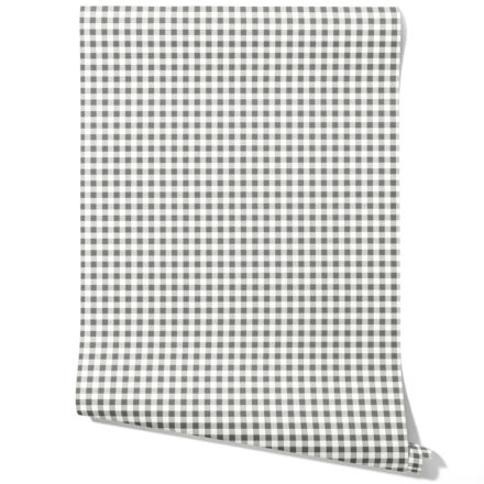 'Marama' Neutral Gingham Checkered Wallpaper (Grey)
