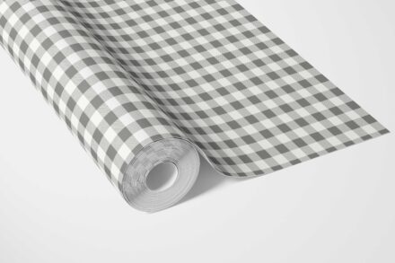 'Marama' Neutral Gingham Checkered Wallpaper (Grey) - Image 3