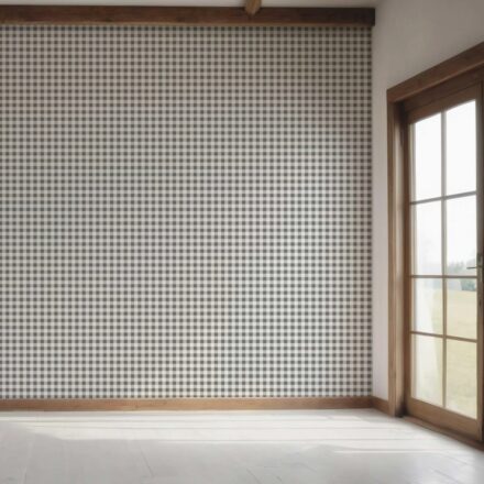 'Marama' Neutral Gingham Checkered Wallpaper (Grey) - Image 7
