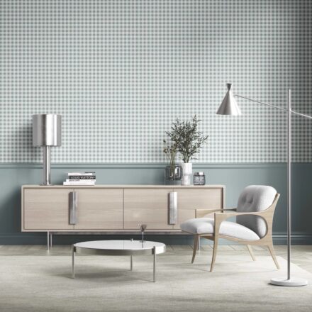 'Sugee' Gingham Checkered Wallpaper (Pastel Blue) - Image 2