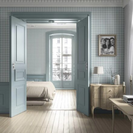 'Sugee' Gingham Checkered Wallpaper (Pastel Blue) - Image 4