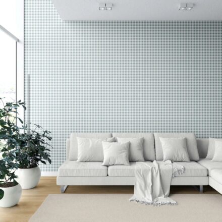 'Sugee' Gingham Checkered Wallpaper (Pastel Blue) - Image 6