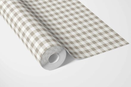 'Zinnia' Neutral Gingham Checkered Wallpaper (Taupe Grey/ Greige) - Image 3