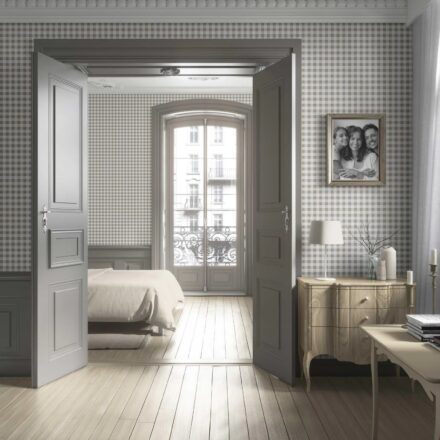 'Zinnia' Neutral Gingham Checkered Wallpaper (Taupe Grey/ Greige) - Image 4