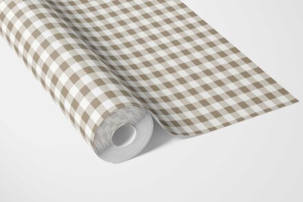 'Smeh' Neutral Gingham Checkered Wallpaper (Brown) - Image 3