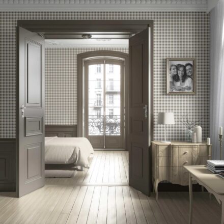 'Smeh' Neutral Gingham Checkered Wallpaper (Brown) - Image 4
