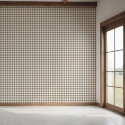 'Smeh' Neutral Gingham Checkered Wallpaper (Brown) - Image 7