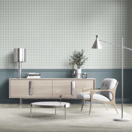 'Soar' Gingham Checkered Wallpaper (Duck Egg Blue) - Image 2