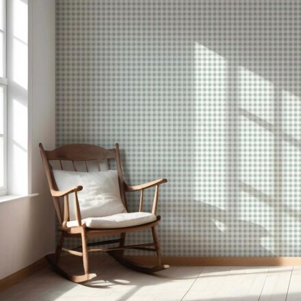 'Soar' Gingham Checkered Wallpaper (Duck Egg Blue) - Image 5