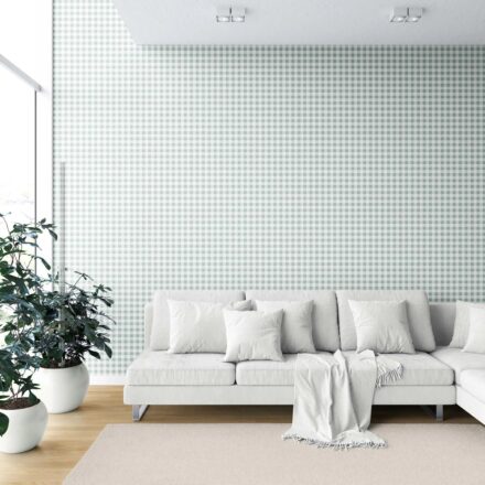'Soar' Gingham Checkered Wallpaper (Duck Egg Blue) - Image 6