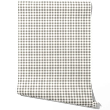 'Bentonite' Neutral Gingham Checkered Wallpaper (Gray)