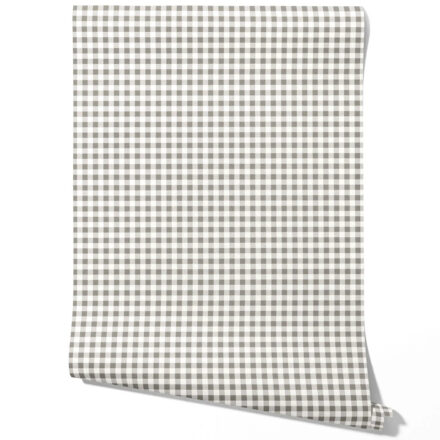 'Bentonite' Neutral Gingham Checkered Wallpaper (Grey)