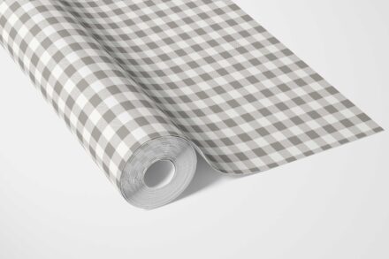 'Bentonite' Neutral Gingham Checkered Wallpaper (Grey) - Image 3