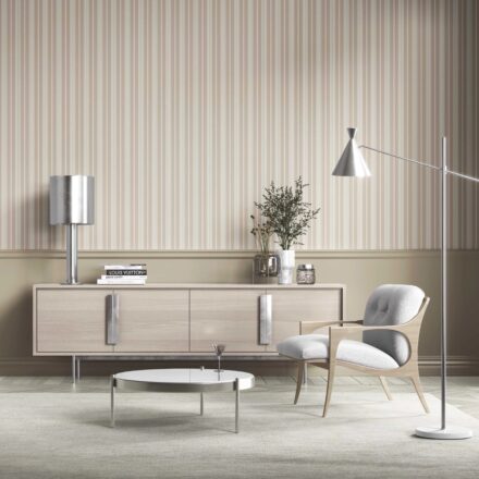 'Finesse' Neutral Geometric Striped Wallpaper (Beige/ Brown/ Warm Grey) - Image 2