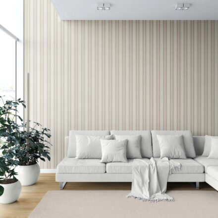 'Finesse' Neutral Geometric Striped Wallpaper (Beige/ Brown/ Warm Grey) - Image 6