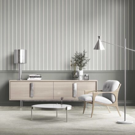 'Patina Rust' Neutral Geometric Striped Wallpaper (Grey) - Image 2