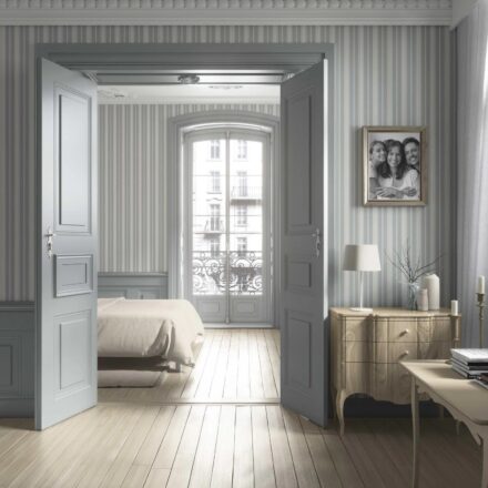 'Patina Rust' Neutral Geometric Striped Wallpaper (Grey) - Image 3