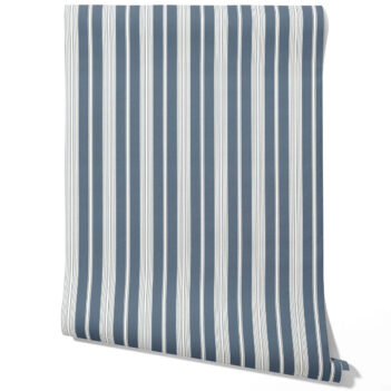 'Burnt Malt' Geometric Striped Wallpaper (Slate Gray/ Blue)