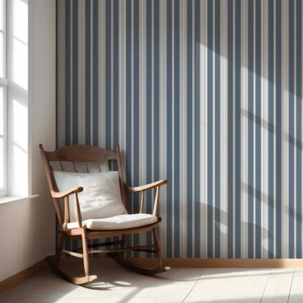 'Burnt Malt' Geometric Striped Wallpaper (Slate Grey/ Blue) - Image 4