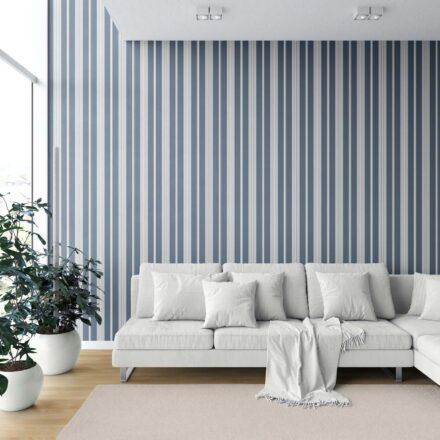 'Burnt Malt' Geometric Striped Wallpaper (Slate Grey/ Blue) - Image 6