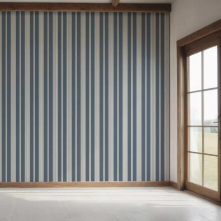 'Burnt Malt' Geometric Striped Wallpaper (Slate Grey/ Blue) - Image 7