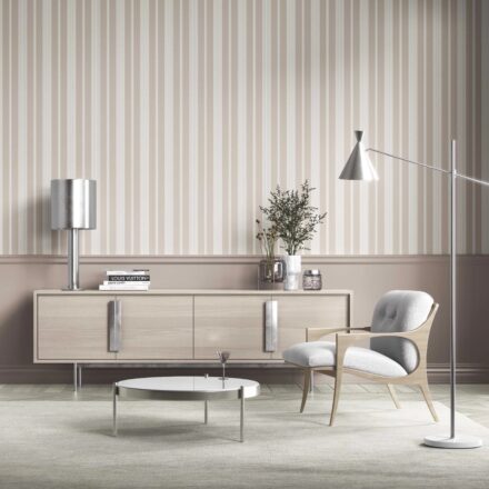 'Colette' Neutral Geometric Striped Wallpaper (Soft Taupe/ Beige/ Grey) - Image 2