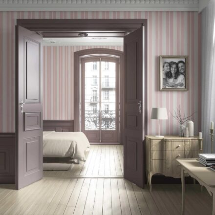 'Mansion Pond' Geometric Striped Wallpaper (Blush Pink) - Image 3