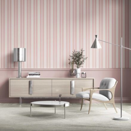 'Mansion Pond' Geometric Striped Wallpaper (Blush Pink) - Image 6