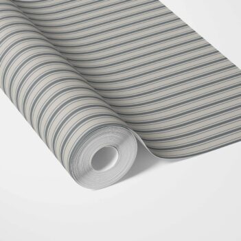 'Berrisford' Neutral Geometric Striped Wallpaper (Slate Gray)