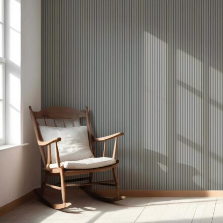 'Berrisford' Neutral Geometric Striped Wallpaper (Slate Grey) - Image 5