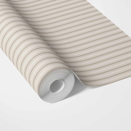 'Sultry' Neutral Geometric Striped Wallpaper (Beige/ Brown/ Warm Grey)