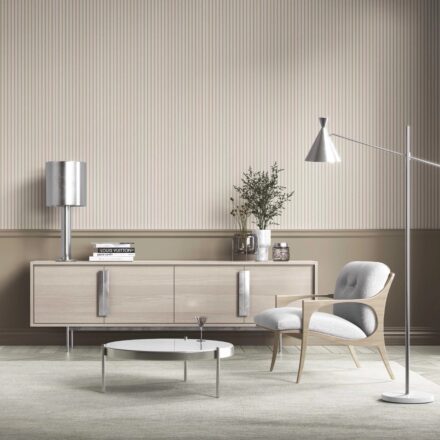 'Sultry' Neutral Geometric Striped Wallpaper (Beige/ Brown/ Warm Grey) - Image 3