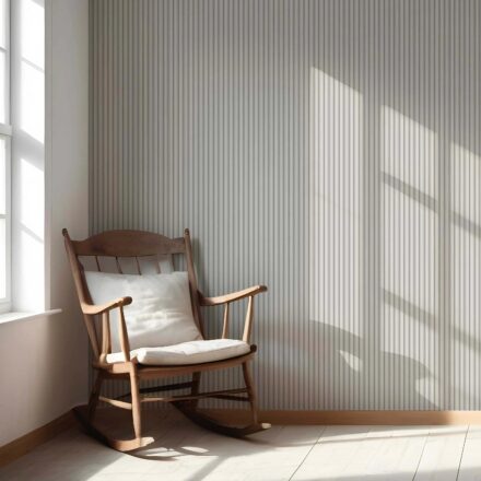 'Pinewood' Neutral Geometric Striped Wallpaper (Light Grey) - Image 5