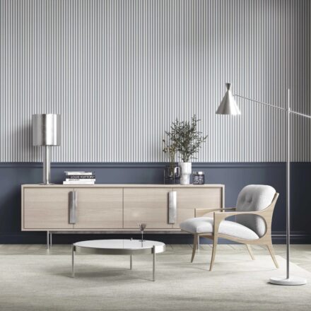 'Lights Out' Geometric Striped Wallpaper (Navy Blue) - Image 3