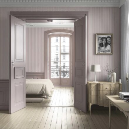 'Bisque' Geometric Striped Wallpaper (Pastel Pink) - Image 4