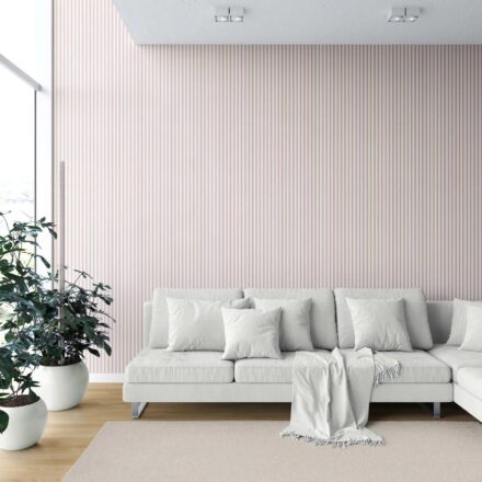 'Bisque' Geometric Striped Wallpaper (Pastel Pink) - Image 6