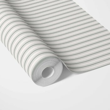 'Pissaro' Neutral Geometric Striped Wallpaper (Green-Grey)