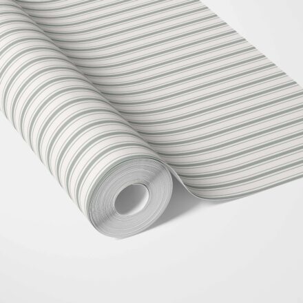 'Pissaro' Neutral Geometric Striped Wallpaper (Green-Grey)