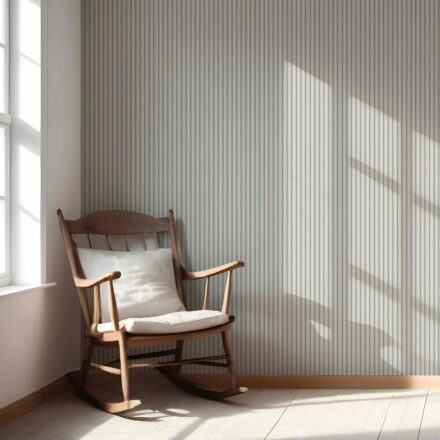 'Pissaro' Neutral Geometric Striped Wallpaper (Green-Grey) - Image 5