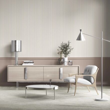 'Akina' Neutral Geometric Striped Wallpaper (Beige/ Cool Taupe) - Image 3