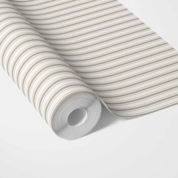 'Trambone' Neutral Geometric Striped Wallpaper (Greige/ Beige/ Warm Grey)