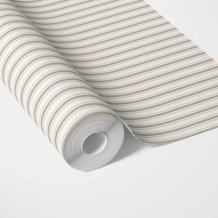 'Trambone' Neutral Geometric Striped Wallpaper (Greige/ Beige/ Warm Grey)