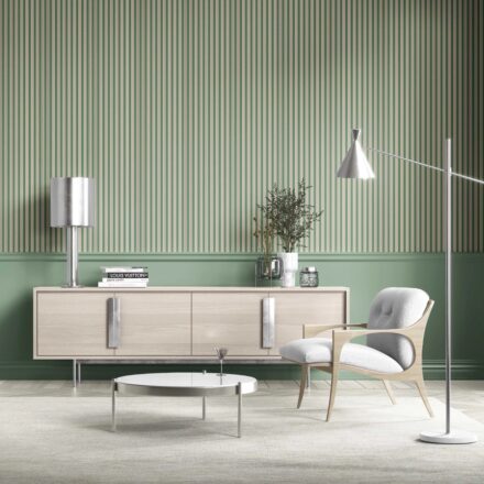 'Karoi' Geometric Striped Wallpaper (Leaf Green) - Image 3
