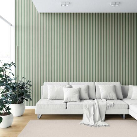 'Karoi' Geometric Striped Wallpaper (Leaf Green) - Image 6