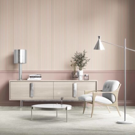 'Itom' Geometric Striped Wallpaper (Soft Pastel Pink) - Image 3