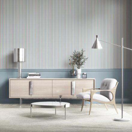 'Adeline' Geometric Striped Wallpaper (Blue) - Image 3