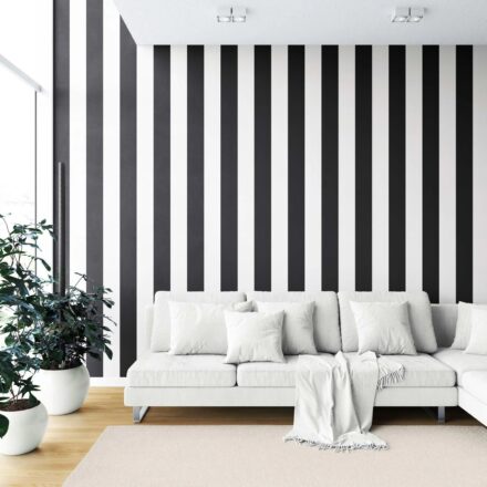 'Tidal Manor' Neutral Geometric Striped Wallpaper (Black/ White) - Image 2