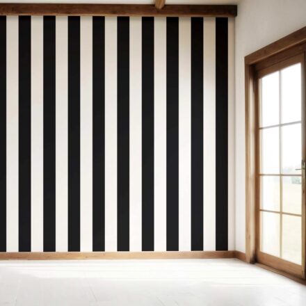 'Tidal Manor' Neutral Geometric Striped Wallpaper (Black/ White) - Image 7