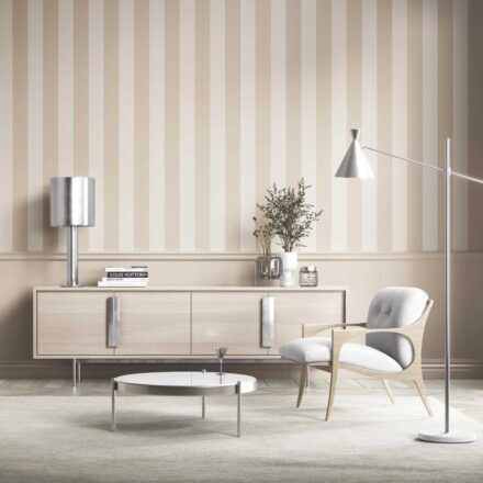 'Areza' Geometric Striped Wallpaper (Wheat Beige/ Cream) - Image 2